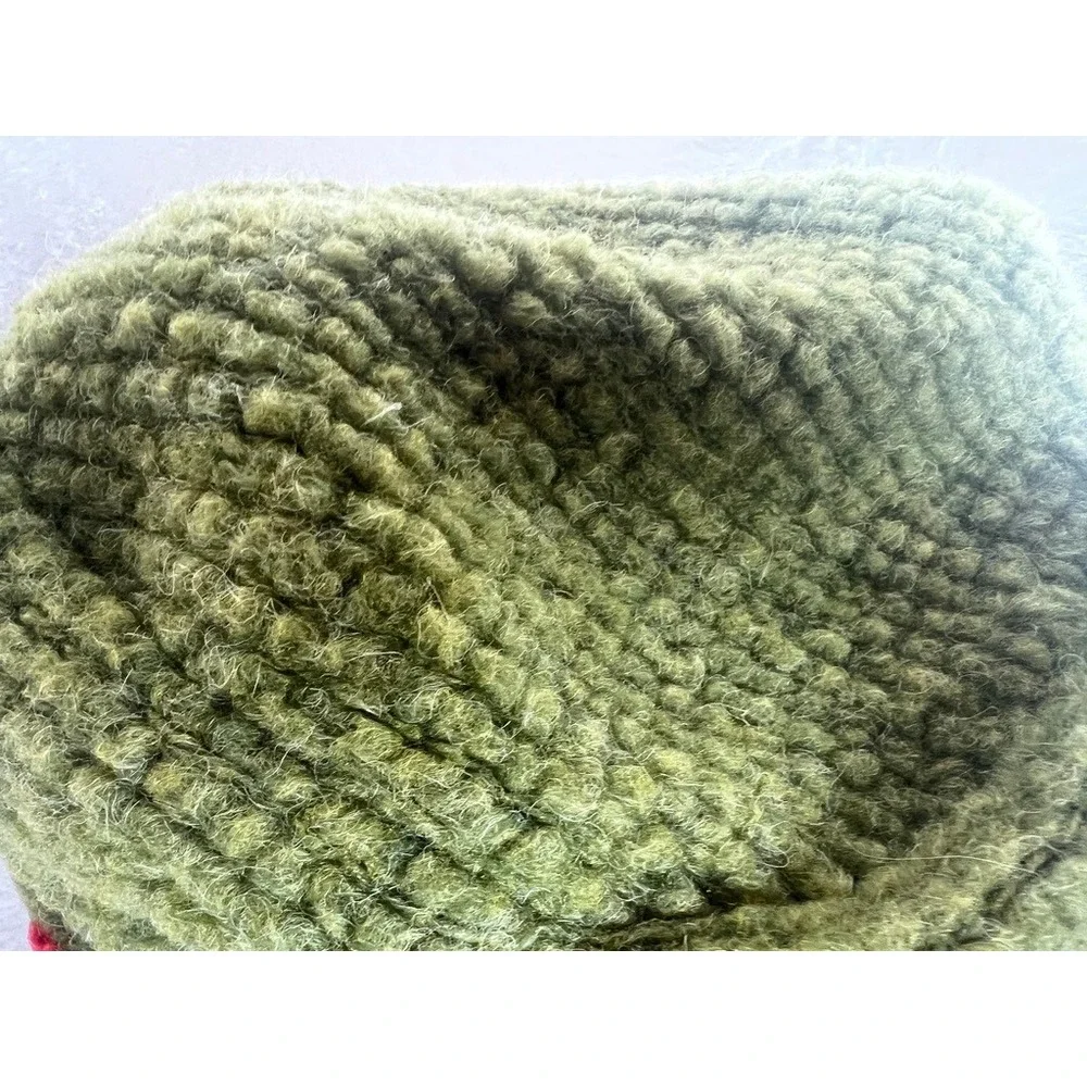 Pillbox Hat Green Wool Felt Munki‎ Munki Kids M Floral Textured USA